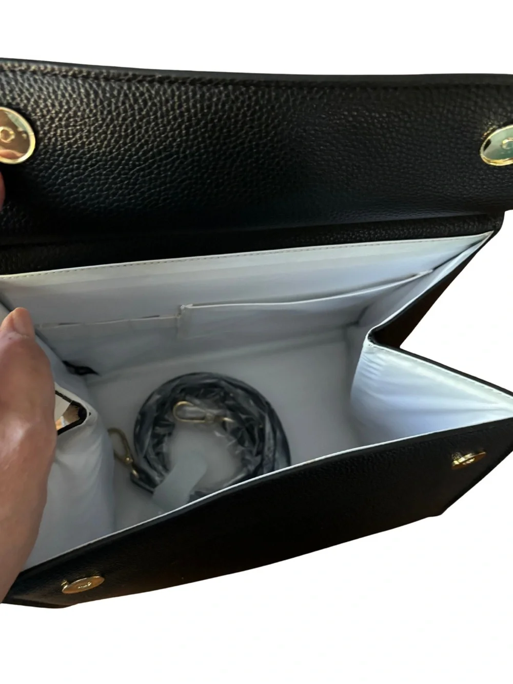 Modern Picnic Large Luncher Black Insulated Vegan Leather Lunch Bag Purse NWOT